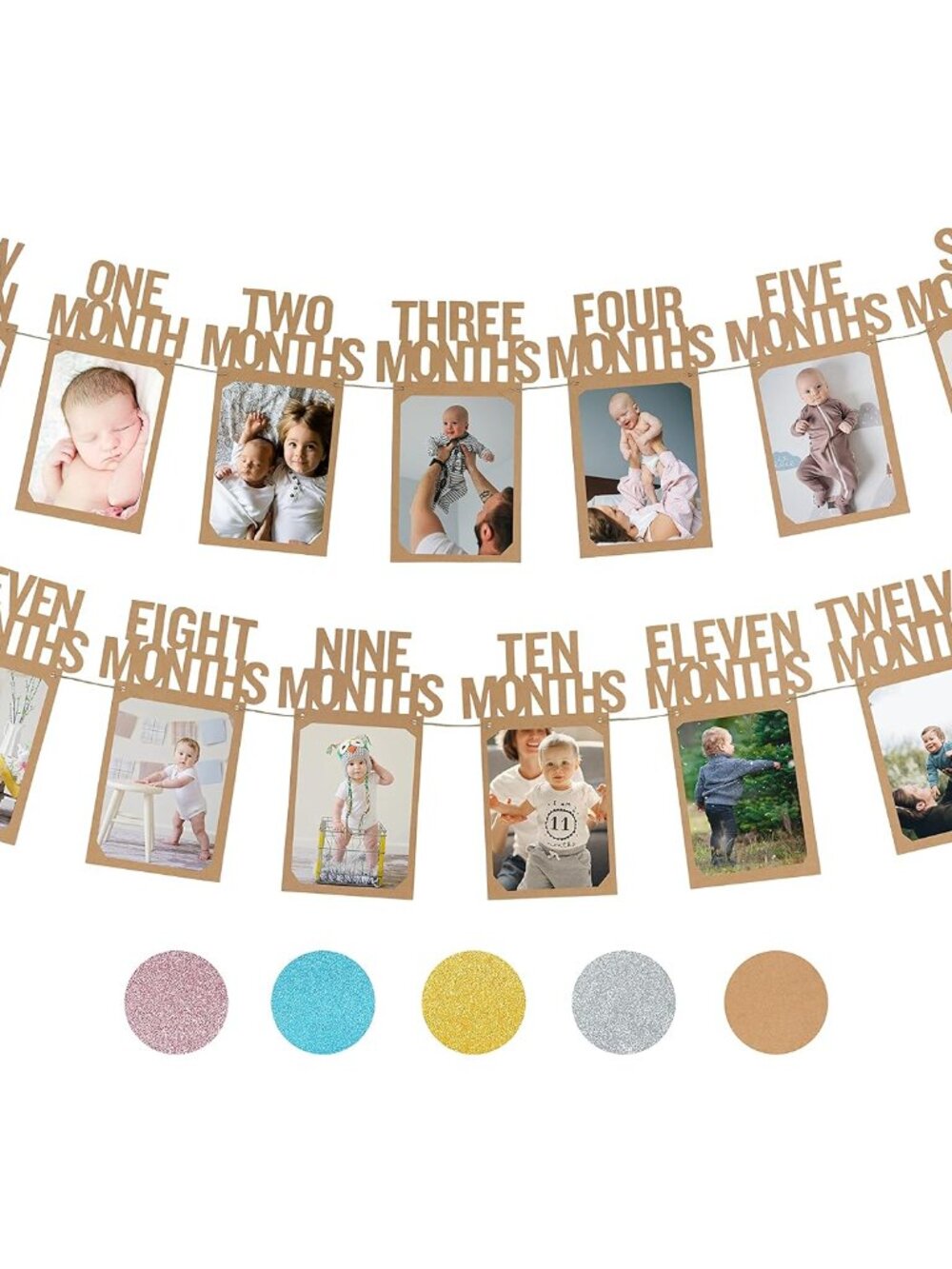 1st Birthday Photo Banner for Baby from Newborn to 12 Months, First Birthday Dec